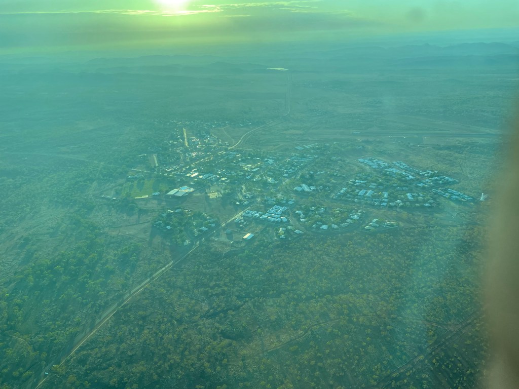 Halls Creek seen from air at sunrise